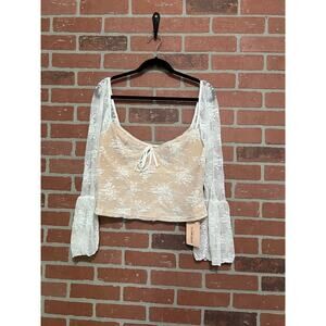 Shein Long Sleeve Nude Lace Top NWT -  2XL
